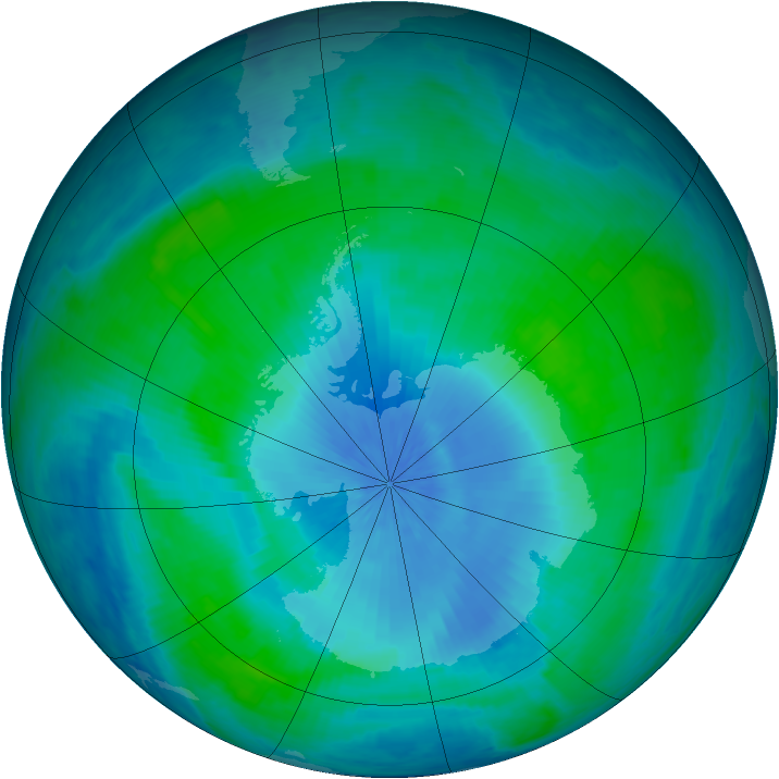Antarctic ozone map for 16 February 2001